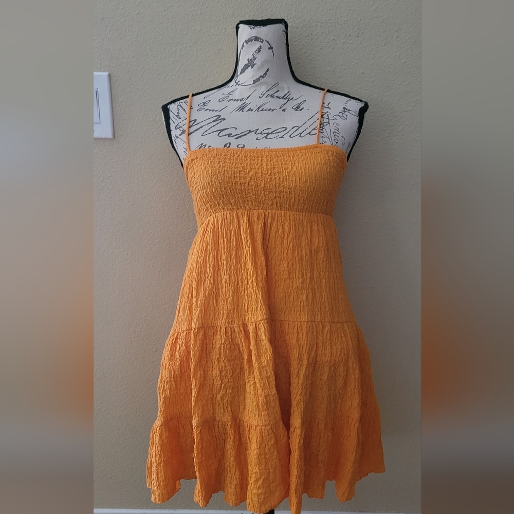 Zara Vibrant Orange Smocked Dress
